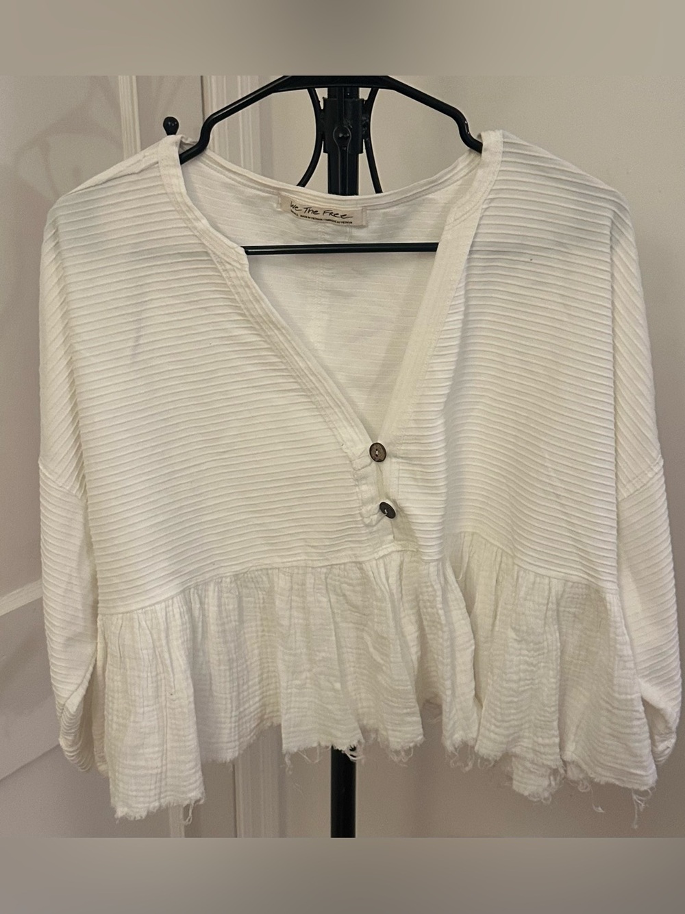 Free People White Ruffle Tunic Size Small